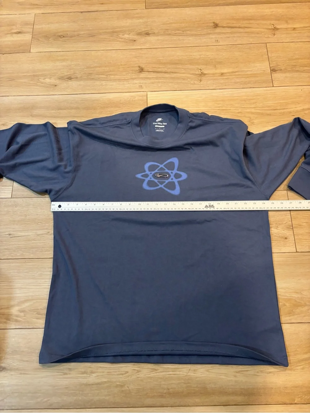 Nike Long Sleeve Graphic T-Shirt Blue Loose Fit Cotton Modal metallic atomic